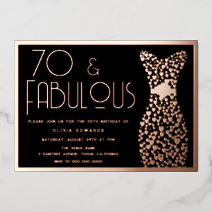 Invitation En Aluminium 70 ans et fabuleux ! Rose Gold et Noir 70e Anniver