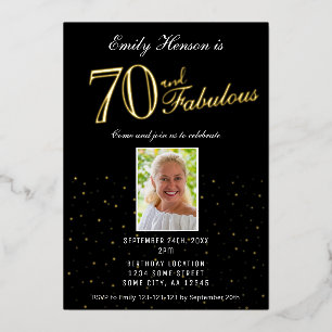 Invitation En Aluminium 70 et Fabulous Black 70th Birthday Gold