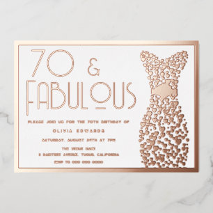 Invitation En Aluminium 70 & Fabulous Gold Gown Retro 70e anniversaire