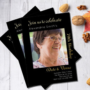 Invitation En Aluminium 70e anniversaire Black Gold