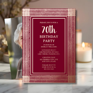 Invitation En Aluminium 70e Anniversaire de Naissance Personnalisé Texte A