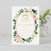 70e anniversaire Gold Pink Butterfly Floral