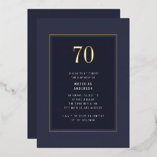 Invitation En Aluminium 70e anniversaire Minimal Elegant Dark Gold Frame