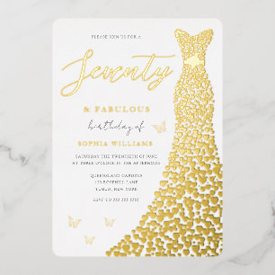 Invitation En Aluminium 70e Anniversaire Soirée Gold Coeur Robe Real