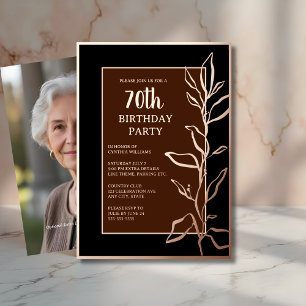 Invitation En Aluminium 70e fête d'anniversaire sur mesure Botanical Eléga