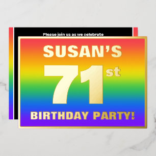 Invitation En Aluminium 71e Birthday Party : Fun, Colorful Rainbow Pattern