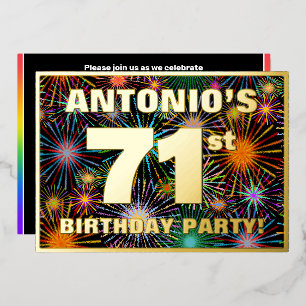 Invitation En Aluminium 71e fête d'anniversaire — Amusant, Feu d'artifice 