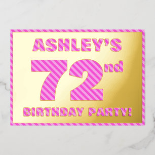 Invitation En Aluminium 72e fête d'anniversaire — Audacieux, amusant, rose