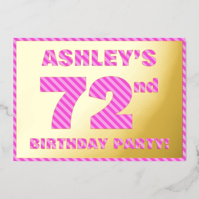 Invitation En Aluminium 72e fête d'anniversaire — Audacieux, amusant, rose (Recto)