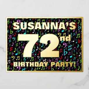 Invitation En Aluminium 72nd Birthday Party — Fun, Colorful Music Symbols