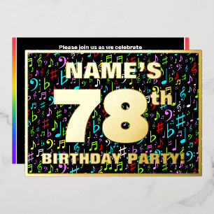 Invitation En Aluminium 78e fête d'anniversaire — Symboles de musique amus