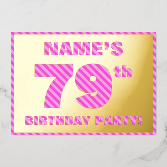 Invitation En Aluminium 79e fête d'anniversaire — Audacieux, amusant, rose (Recto)