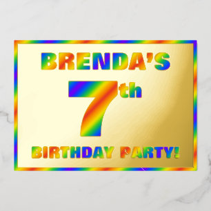 Invitation En Aluminium 7e fête d'anniversaire — Amusant, Rainbow Spectrum