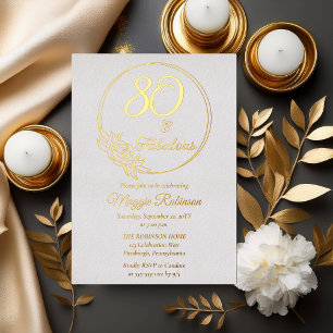Invitation En Aluminium 80 ans et Fabuleux 80e Anniversaire Tamponné
