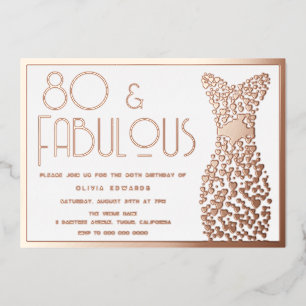 Invitation En Aluminium 80 ans et fabuleux Robe dorée Rétro 80e anniversai
