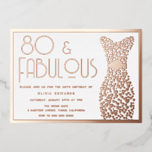 Invitation En Aluminium 80 & Fabulous Gold Gown Retro 80e anniversaire