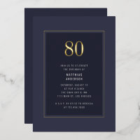 80e anniversaire minimal élégant cadre d'or foncé