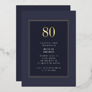 Invitation En Aluminium 80e anniversaire minimal élégant cadre d'or foncé