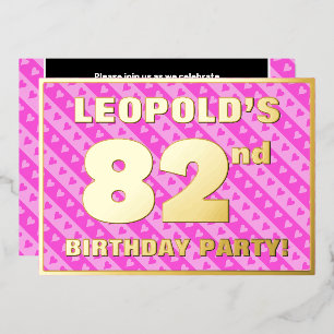 Invitation En Aluminium 82e fête d'anniversaire — Coeurs roses amusants et