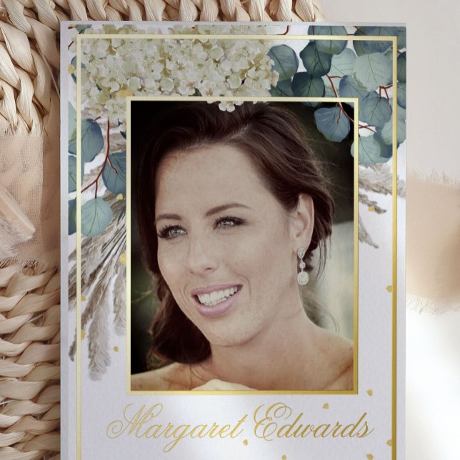 Invitation En Aluminium 90ème Floral Blue Elegant Photo Anniversaire (Créateur téléchargé)