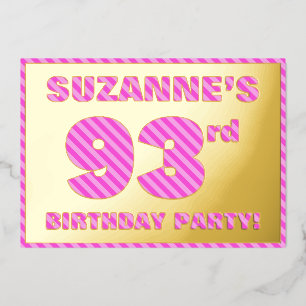 Invitation En Aluminium 93e fête d'anniversaire — Audacieux, amusant, rose