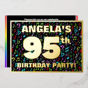 Invitation En Aluminium 95th Birthday Party — Fun, Colorful Music Symbols