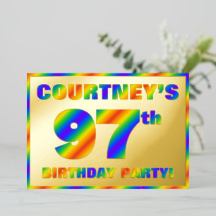 Invitation En Aluminium 97e fête d'anniversaire — Amusant, Rainbow Spectru
