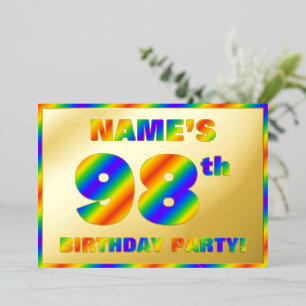 Invitation En Aluminium 98e fête d'anniversaire — Amusant, Rainbow Spectru