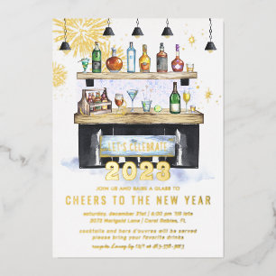 Invitation En Aluminium À la nouvelle année   Fête de cocktails des Fêtes