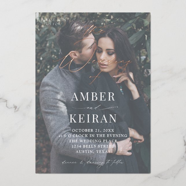 Invitation En Aluminium À peine là Shades - Mariage photo (Recto)