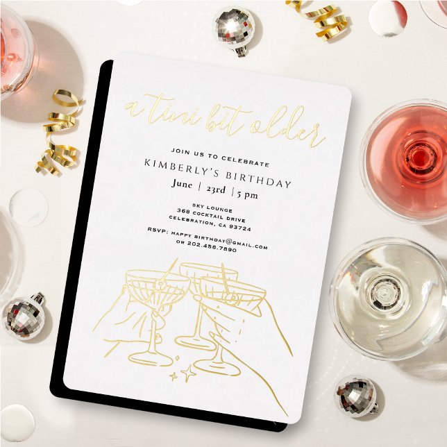 Invitation En Aluminium A Tini Bit Older White Gold Martini Birthday Party (Créateur téléchargé)