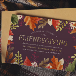 Invitation En Aluminium Abondance d'automne   Dîner de Friendsgiving de Th