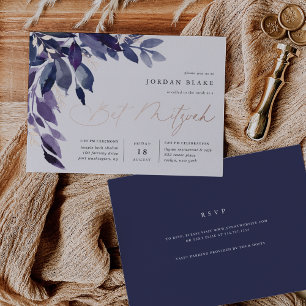 Invitation En Aluminium Abondant Feuillage Bar Mitzvah botanique violet