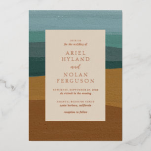 Invitation En Aluminium Abstrait Coastal Chic Mariage moderne