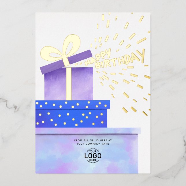 Invitation En Aluminium Add Logo Fun Purple Blue Gifts Business Birthday (Recto)