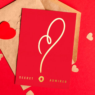 Invitation En Aluminium Admirateur secret ROUGE BLANC AMUSANT JOYEUX OR