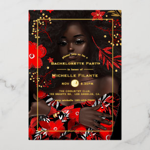 Invitation En Aluminium Afro Gold Foil Noël Bachelorette Party