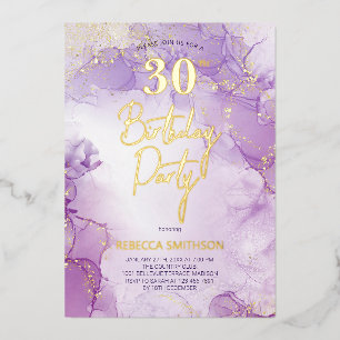 Invitation En Aluminium Agate Marine Purple and Gold 30e anniversaire