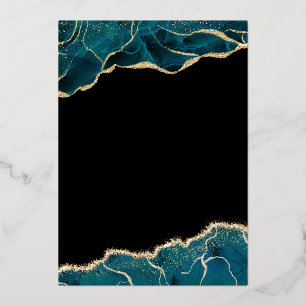 Invitation En Aluminium Agate Turquoise Turquoise Gold Blue Mariage