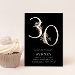 Invitation En Aluminium Âge d'or | 30e anniversaire de fête Rose Gold<br><div class="desc">Fêtez son anniversaire d'étape avec ces invitations chic à la fête de 30e anniversaire avec "30" en feuille d'or rose ornée de fleurs. Personnalisez avec les détails de votre fête sous un élégant lettrage blanc. Un choix chic et haut de gamme pour fabuleuses fêtes du 30e anniversaire !</div>