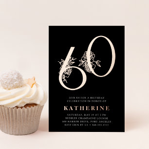 Invitation En Aluminium Âge d'or   60e anniversaire de fête Rose Gold