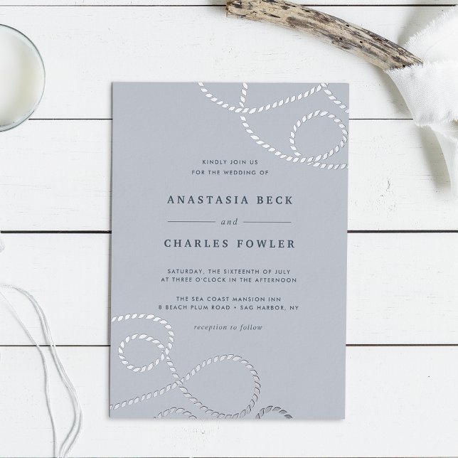 Invitation En Aluminium Aigu | Mariage de corde nautique (Créateur téléchargé)