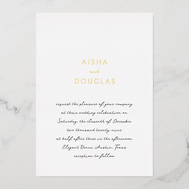 Invitation En Aluminium Aisha Elegant Mariage moderne (Recto)