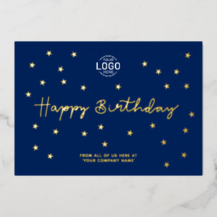 Invitation En Aluminium Ajouter le logo minimum Gold Stars Bureau bleu Ann