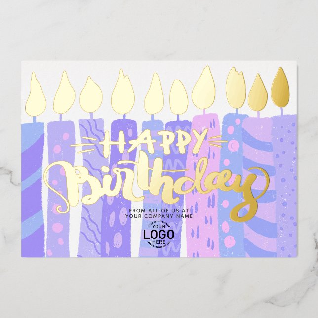 Invitation En Aluminium Ajouter Logo Amusants Bougies violettes Entreprise (Recto)