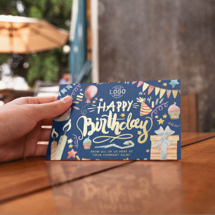 Invitation En Aluminium Ajouter Logo Fun Party Navy Blue Corporate Anniver