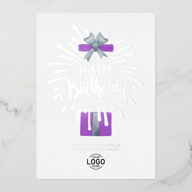Invitation En Aluminium Ajouter Logo Purple Cadeau Feu d'artifice d'affair (Recto)