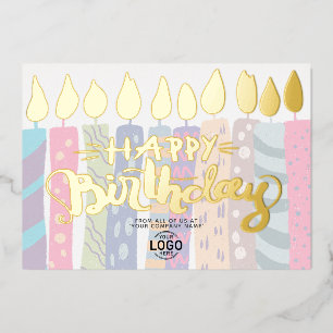 Invitation En Aluminium Ajouter un logo bougies colorées pastel Anniversai