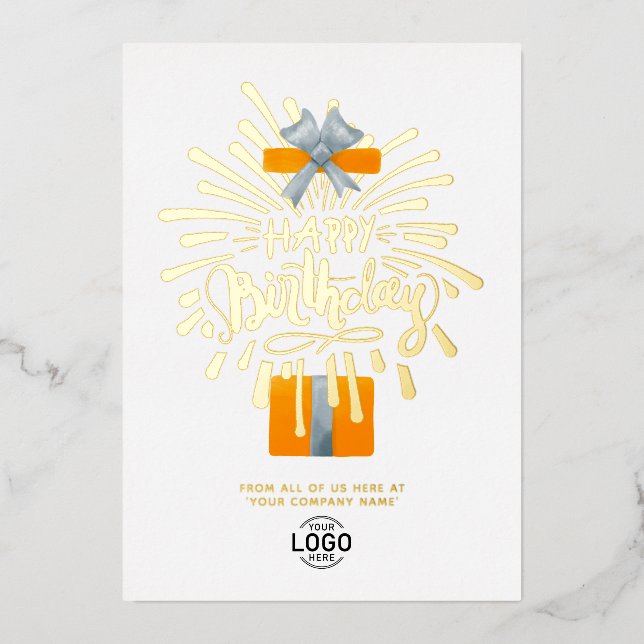 Invitation En Aluminium Ajouter un logo Orange Cadeau Feux d'artifice Entr (Recto)