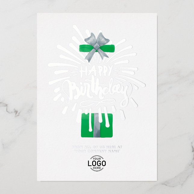 Invitation En Aluminium Ajouter un logo Vert Cadeau Feux d'artifice Entrep (Recto)